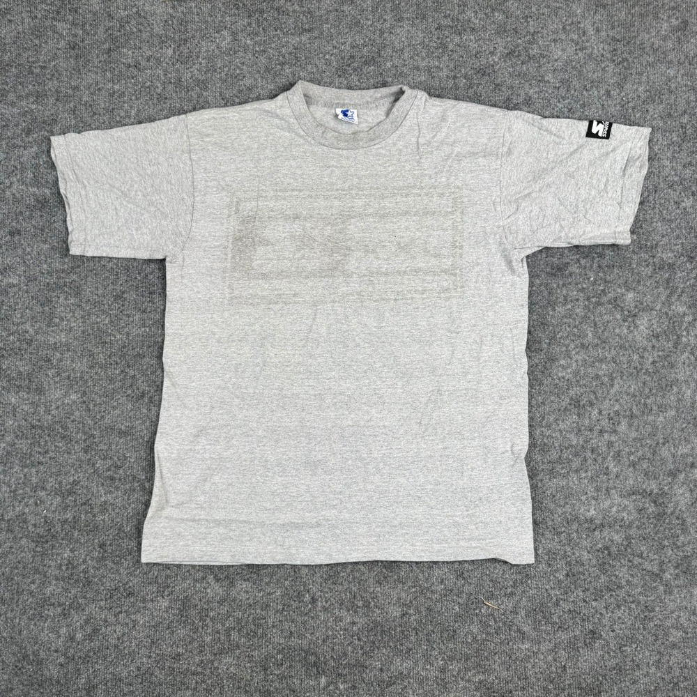 Starter T-Shirt Mens Size Medium Gray Cotton Blend Vintage Made in USA Stain